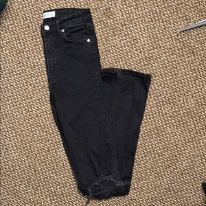 Zara Black Skinny Jeans with Distressed Hem